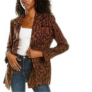 Cognac Oversized Boyfriend Snakeskin Blazer
